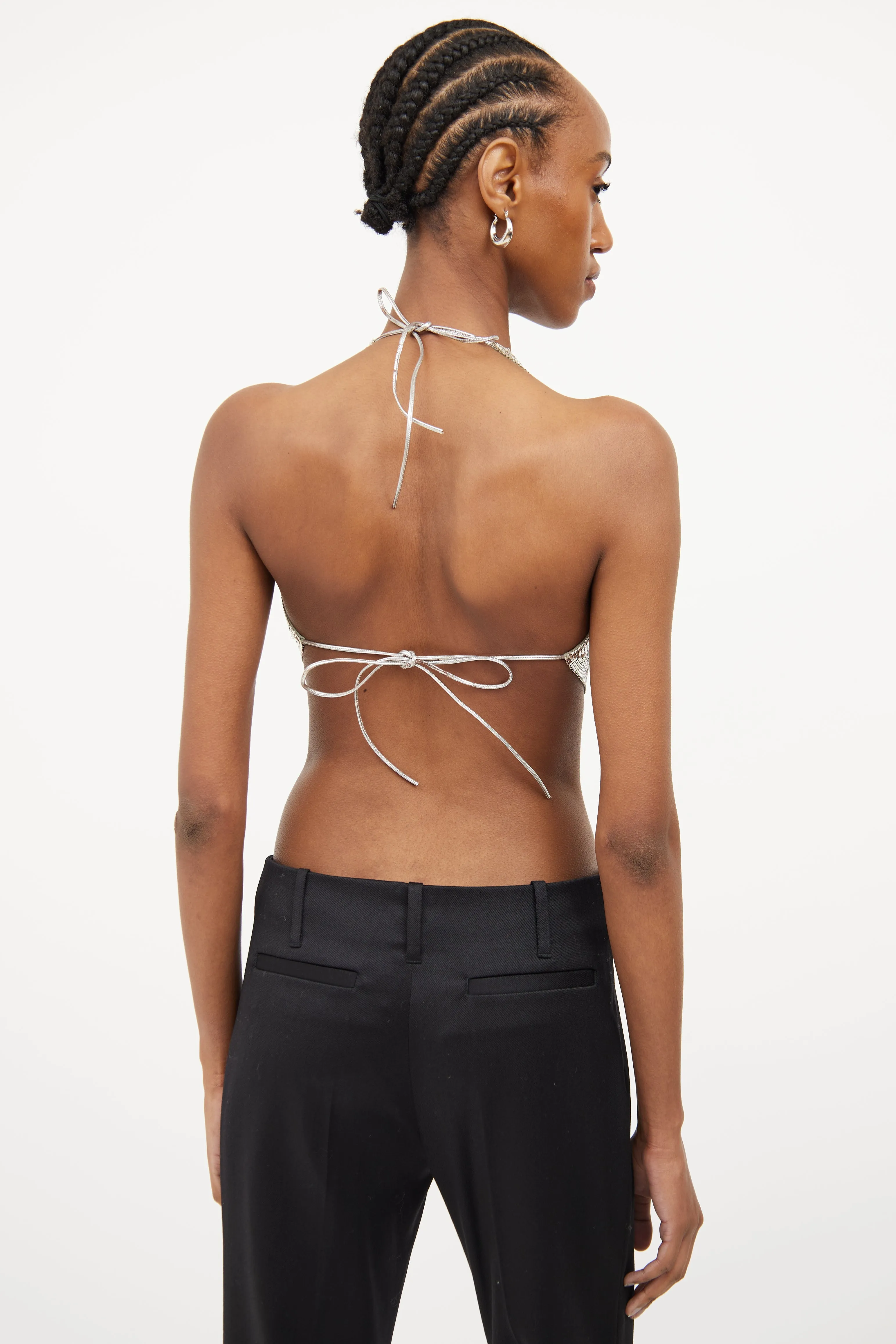 1970s Silver Mesh Halter Tie Top