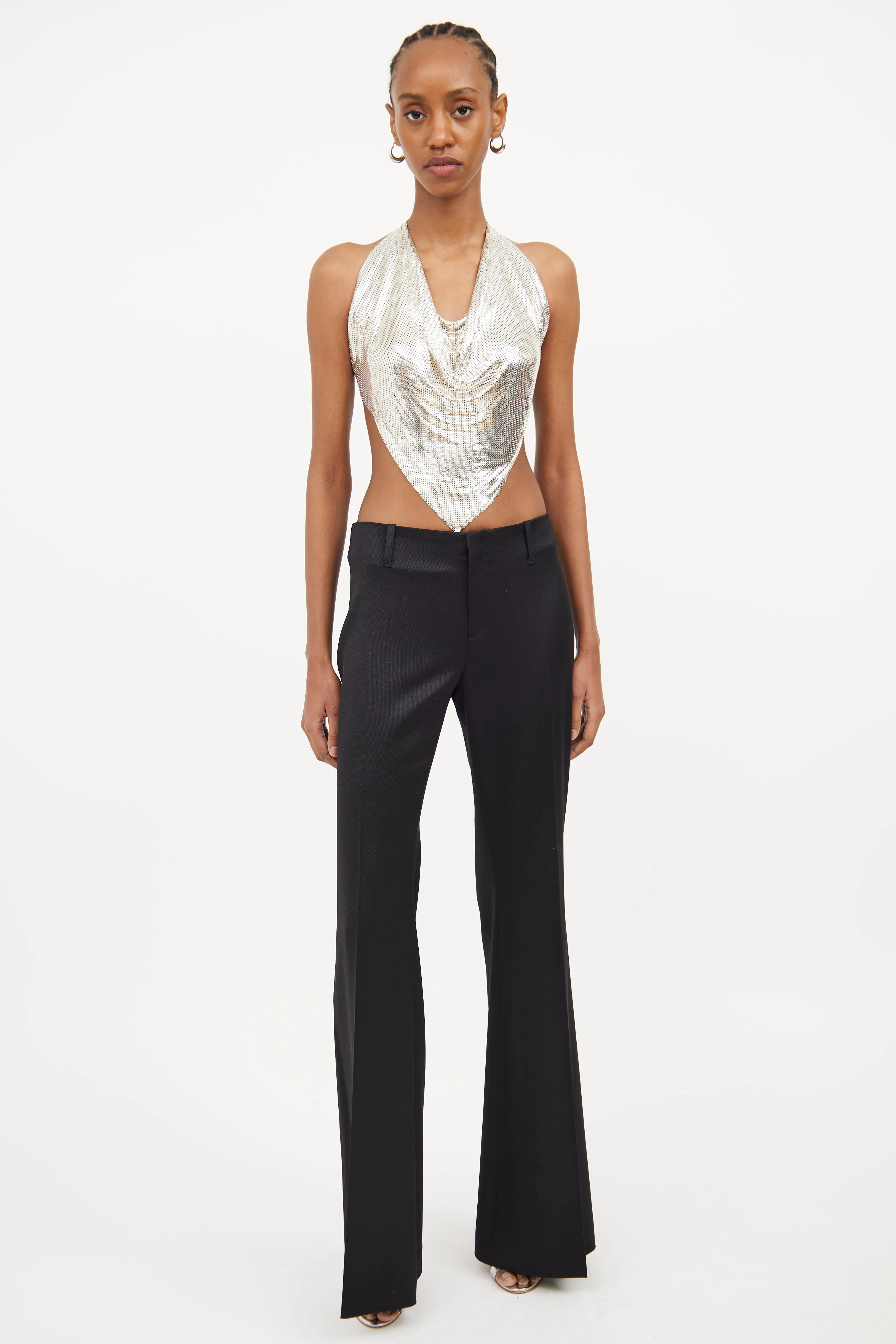 1970s Silver Mesh Halter Tie Top