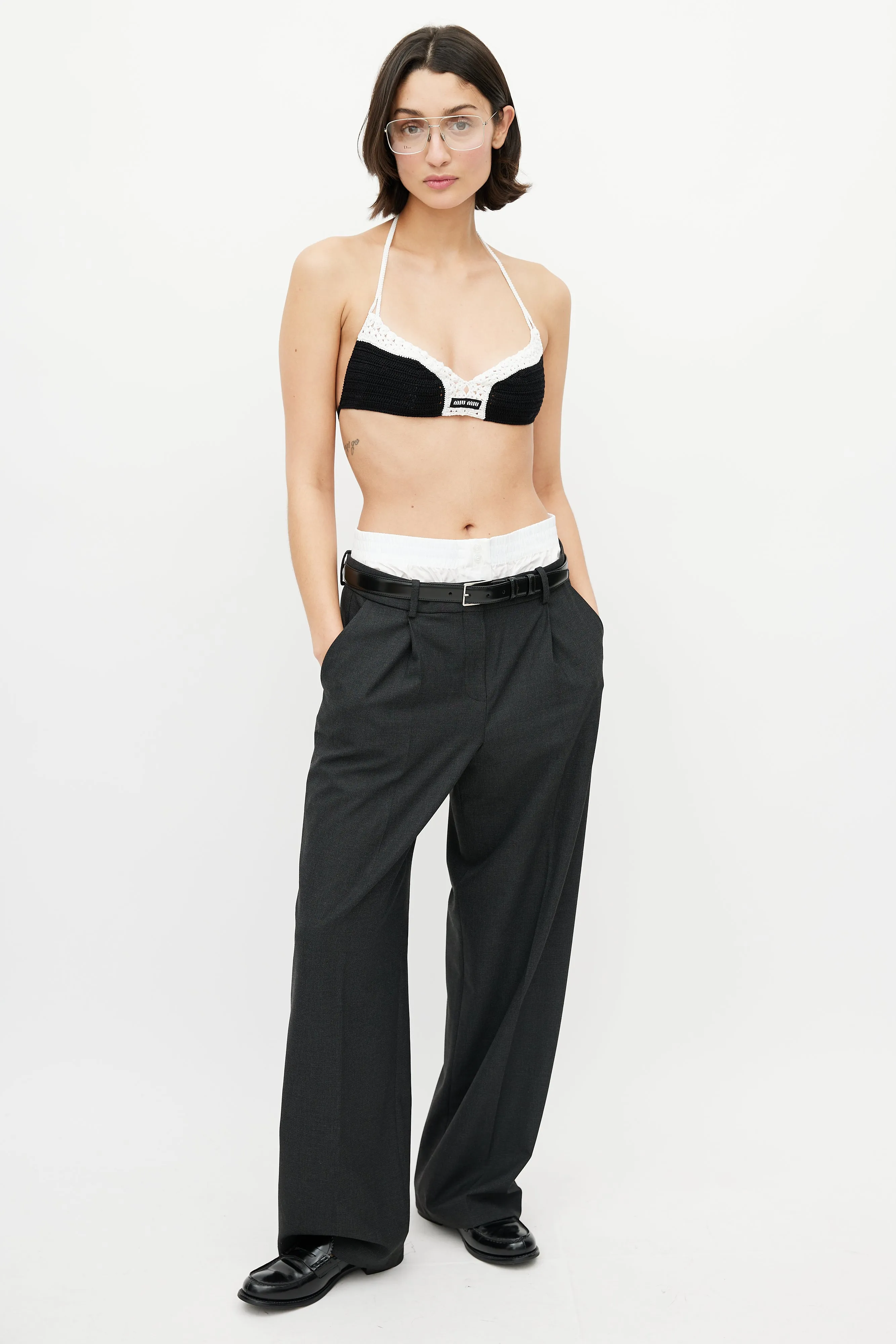 Black & White Crochet Cotton Bra Top