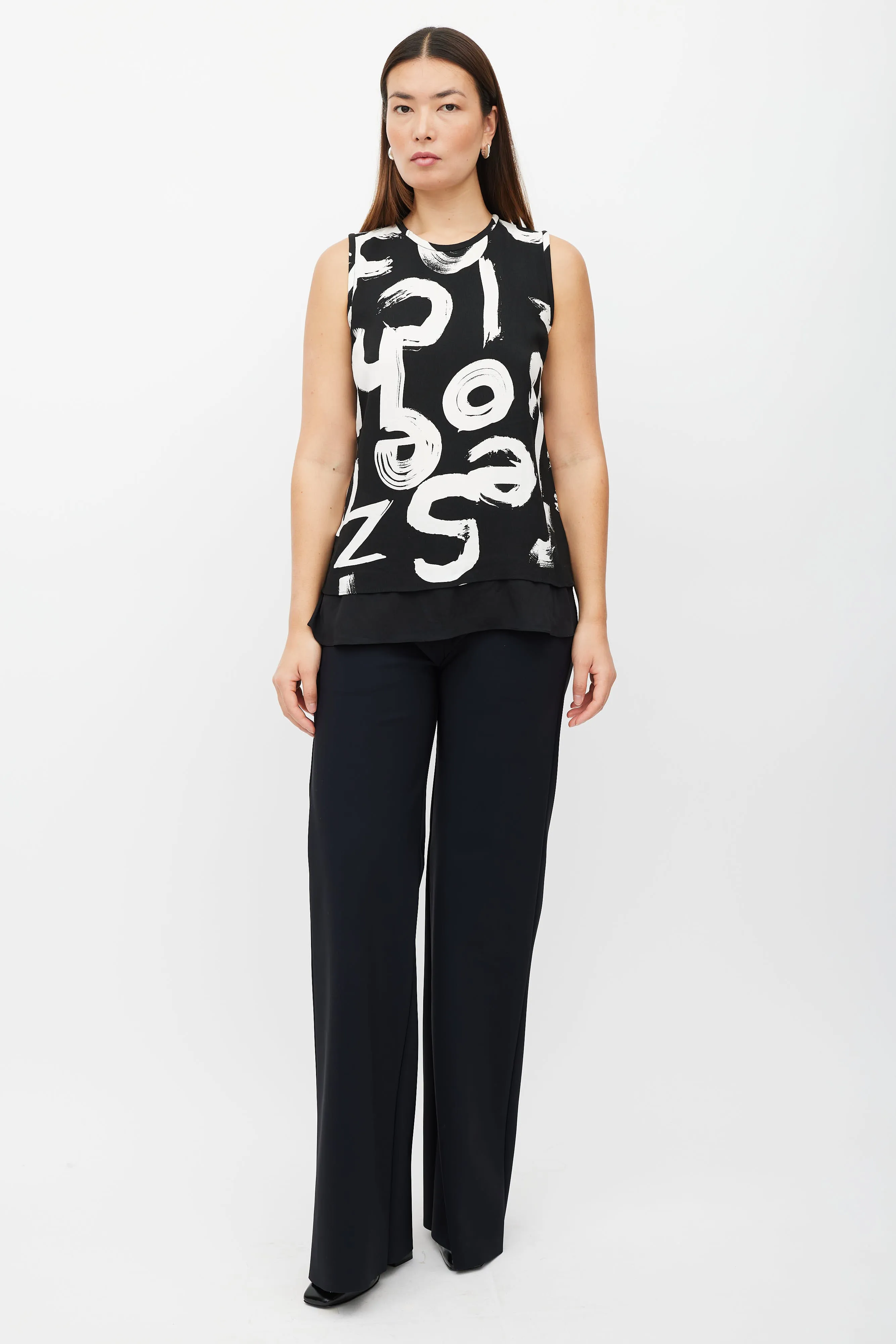 Black & White Letter Printed Top