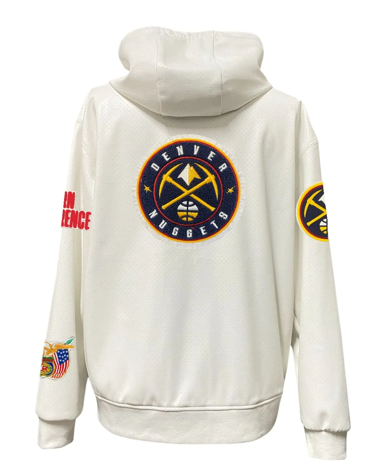 DENVER NUGGETS LIGHTWEIGHT VEGAN ZIP-UP HOODED JACKET WHITE