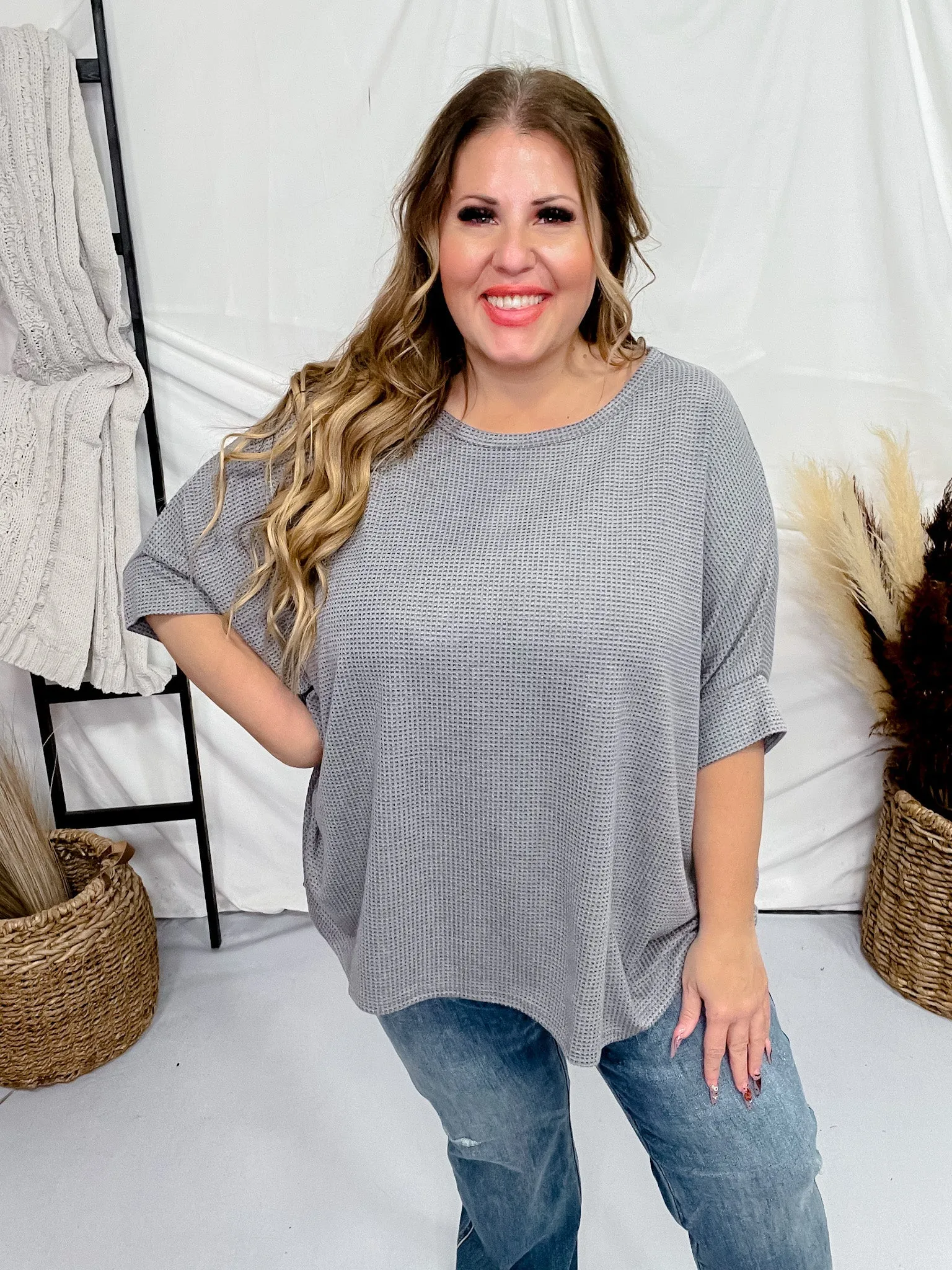 Dove Gray Dolman Sleeve Thermal Top FINAL SALE