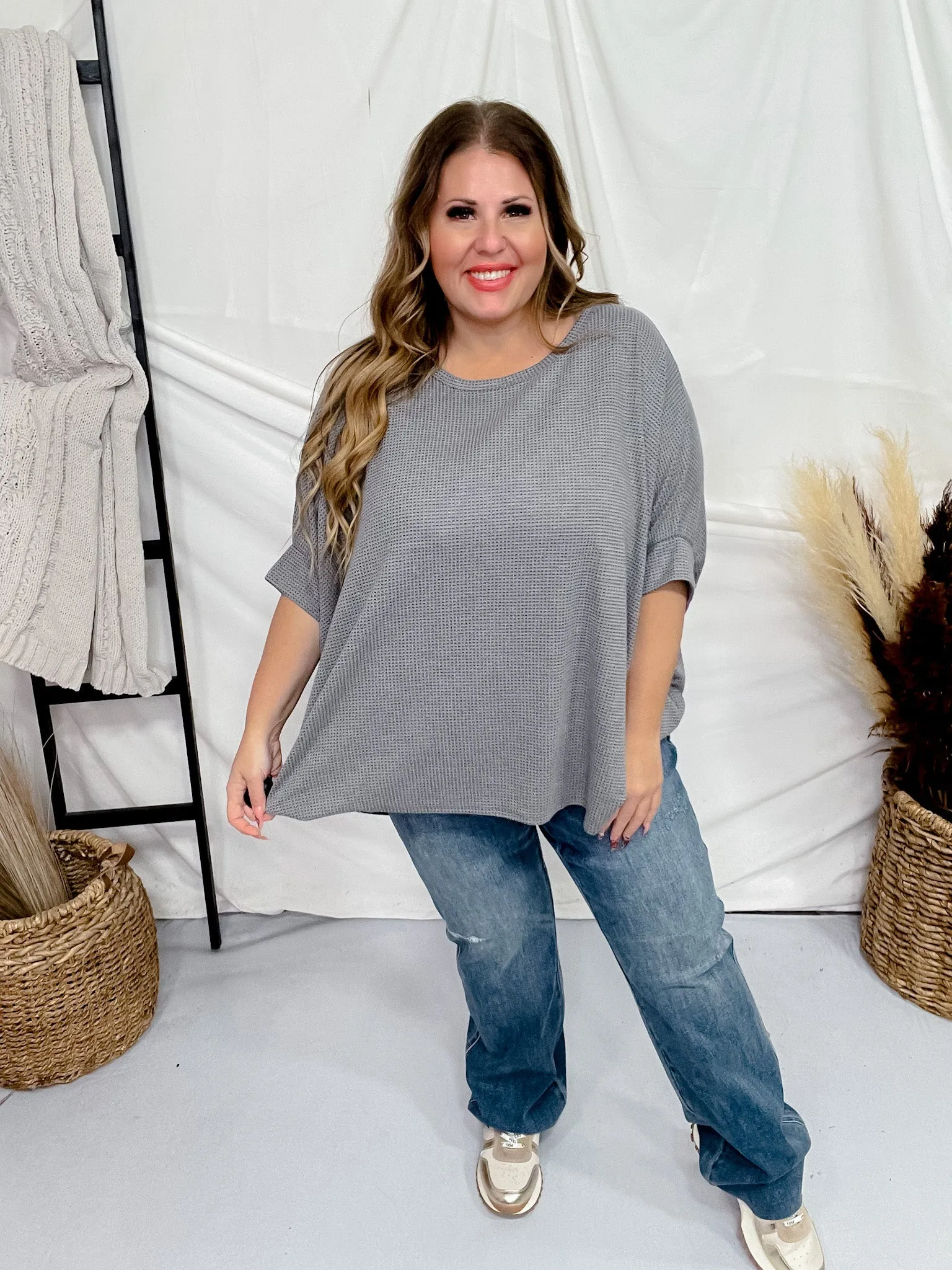 Dove Gray Dolman Sleeve Thermal Top FINAL SALE