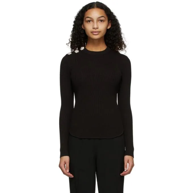 GANNI Brown Rib Knit Sweater