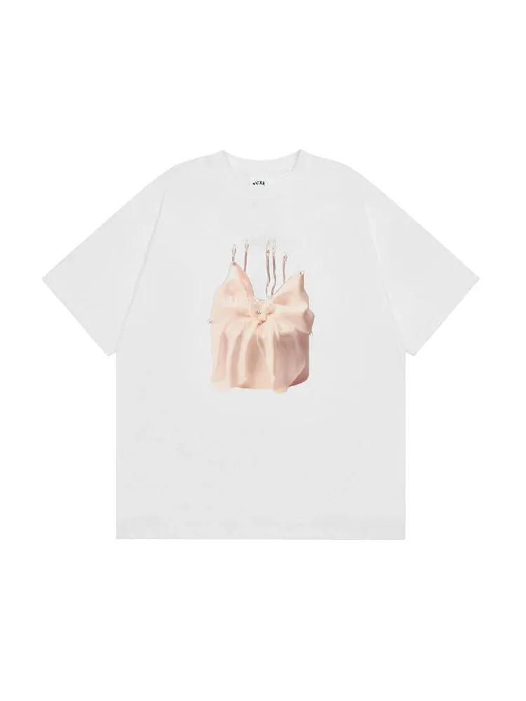 Illustrated Ribbon Tops Satin