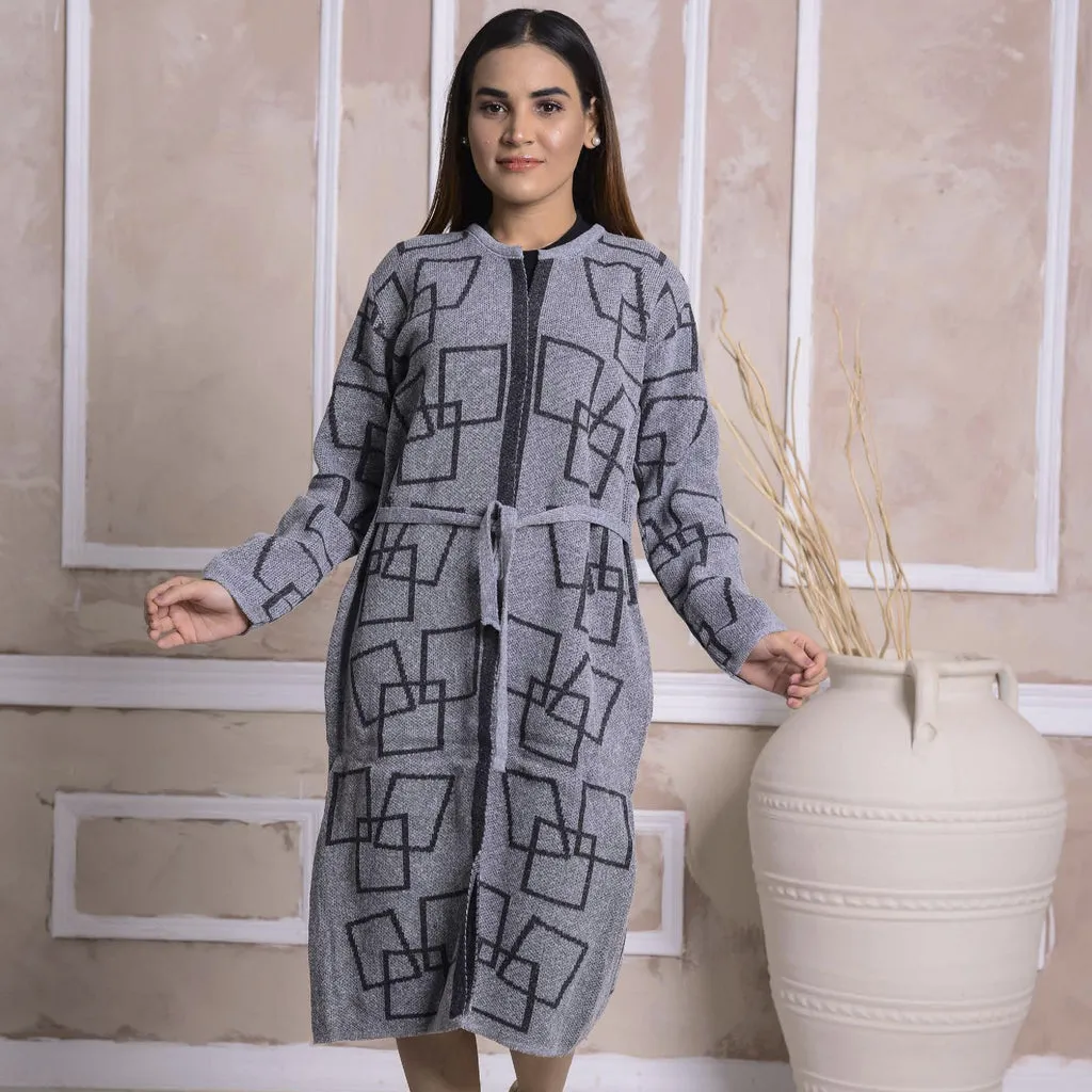 Imported Front Open Gunsmoke Cozy Belted Cardigan Sweater - (CGN30)