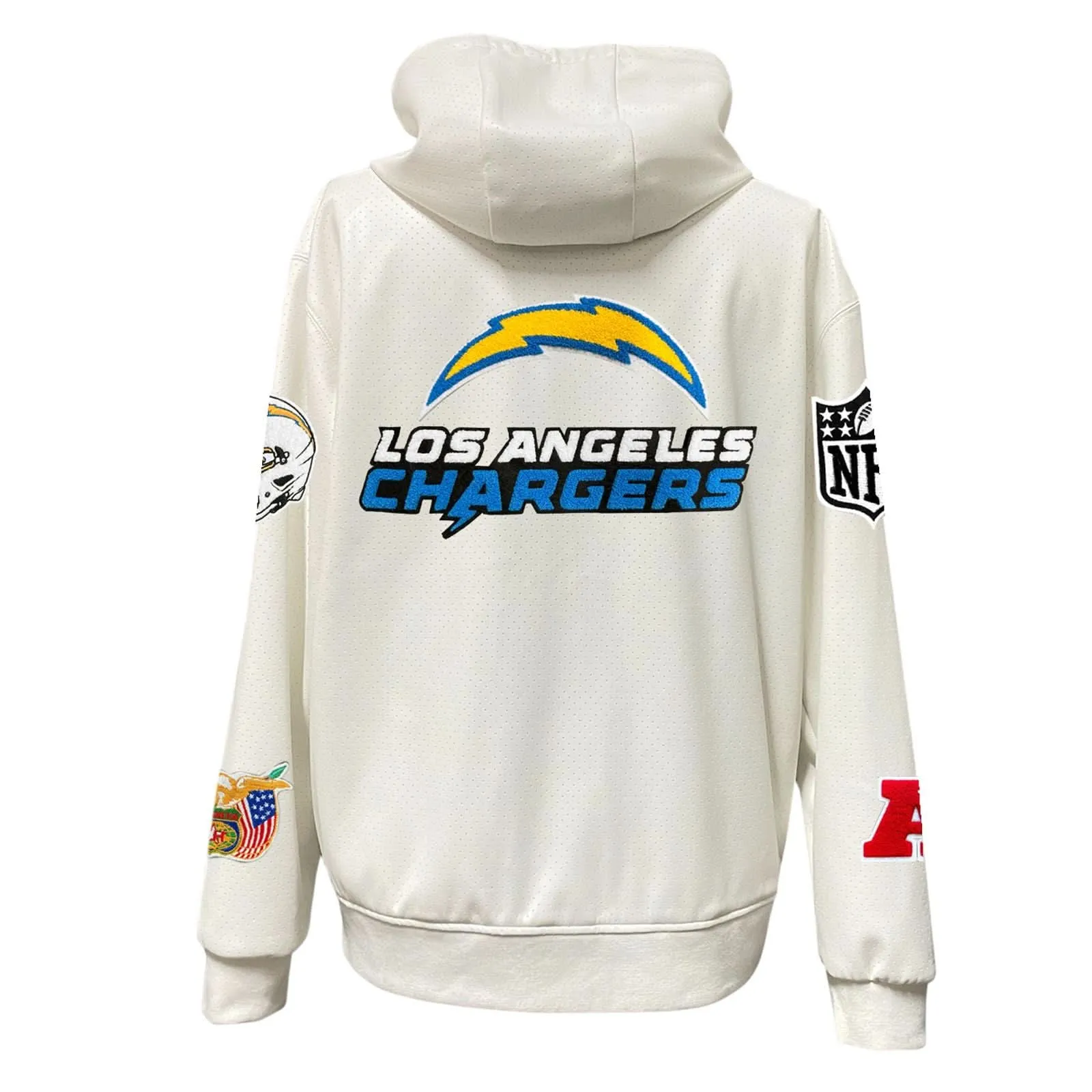 LOS ANGELES CHARGERS LIGHTWEIGHT VEGAN ZIP-UP HOODED JACKET WHITE