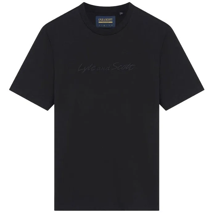 Lyle and Scott Mens Script Embroidery T Shirt Jet Black