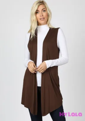 Open Front Sleeveless Cardigan (Americano)