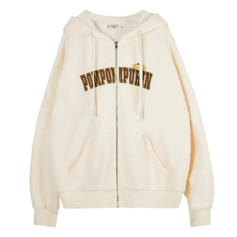 Pompompurin Oversized Zip Up Fleece Hooded Jacket