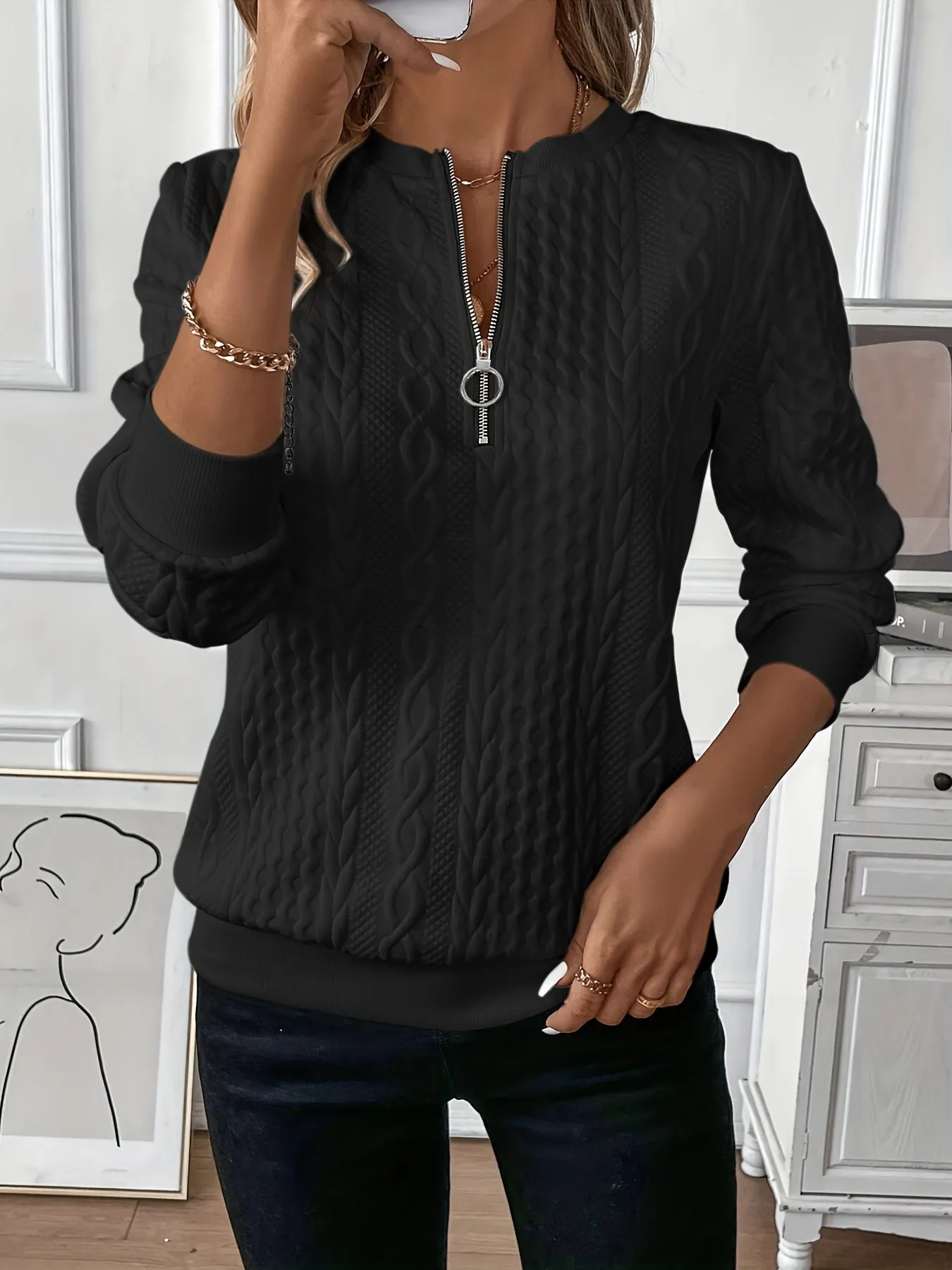 Vera | Quarter-Zip Knitted Wool Sweater