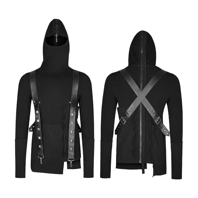 Y-680 Spliced Thread Knitted Hooded Punk Sweaters Mysterious Warrior Design